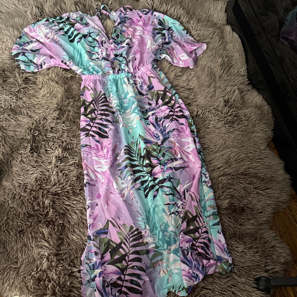Floral Maxi Dress in Purple and Green